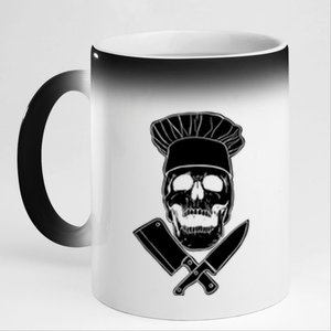 Chef Skull And Crossbones Knives Funny Culinary Chef Gift 11oz Black Color Changing Mug