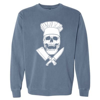 Chef Skull And Crossbones Knives Funny Culinary Chef Gift Garment-Dyed Sweatshirt