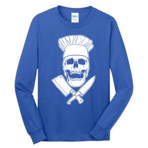 Chef Skull And Crossbones Knives Funny Culinary Chef Gift Tall Long Sleeve T-Shirt