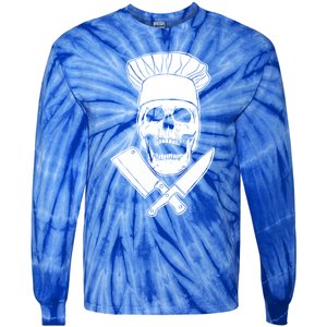 Chef Skull And Crossbones Knives Funny Culinary Chef Gift Tie-Dye Long Sleeve Shirt