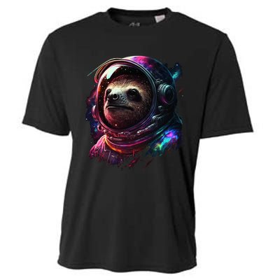 cute Sloth Astronaut in Space Suit Colorful Cosmos Cooling Performance Crew T-Shirt