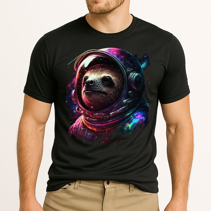 cute Sloth Astronaut in Space Suit Colorful Cosmos Performance Shirt
