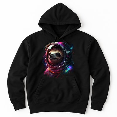 cute Sloth Astronaut in Space Suit Colorful Cosmos Hoodie