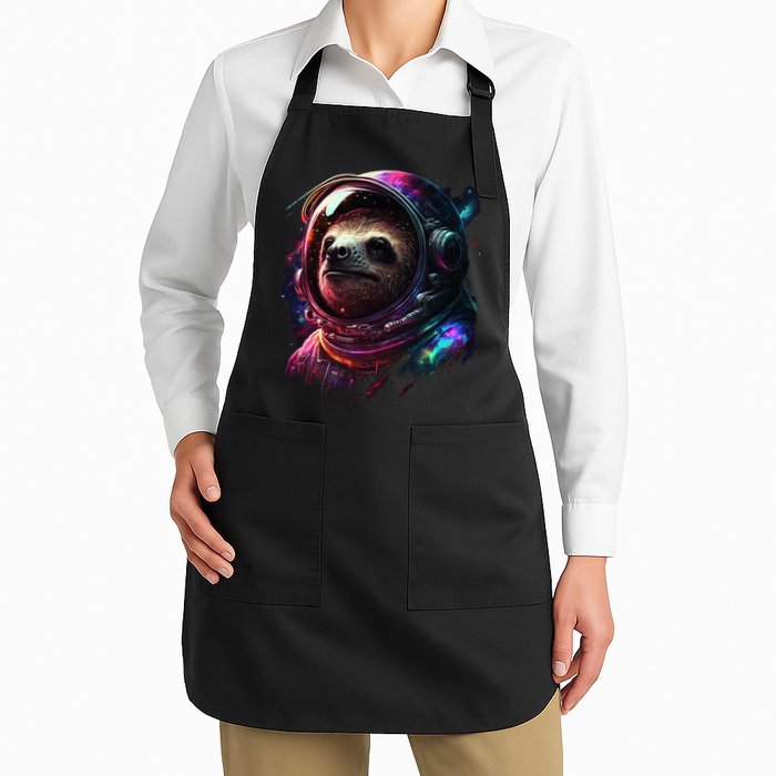 cute Sloth Astronaut in Space Suit Colorful Cosmos Apron