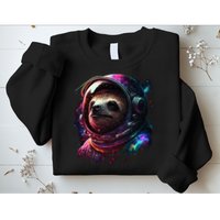 cute Sloth Astronaut in Space Suit Colorful Cosmos Sweatshirt