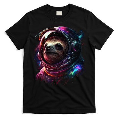 cute Sloth Astronaut in Space Suit Colorful Cosmos T-Shirt