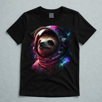 cute Sloth Astronaut in Space Suit Colorful Cosmos T-Shirt