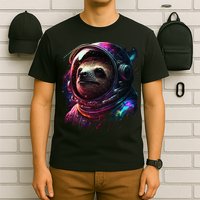 cute Sloth Astronaut in Space Suit Colorful Cosmos T-Shirt