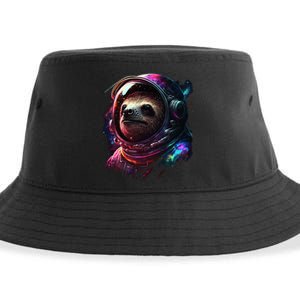 cute Sloth Astronaut in Space Suit Colorful Cosmos Sustainable Bucket Hat