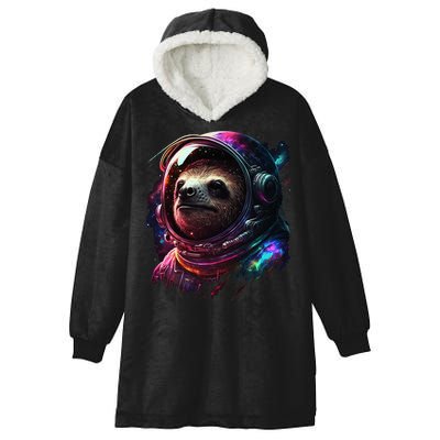 cute Sloth Astronaut in Space Suit Colorful Cosmos Hooded Wearable Blanket