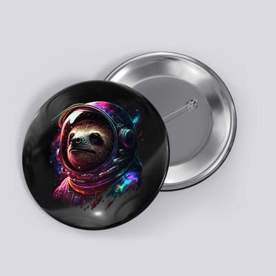 cute Sloth Astronaut in Space Suit Colorful Cosmos Button