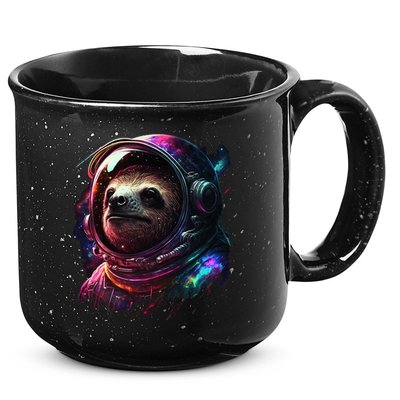 cute Sloth Astronaut in Space Suit Colorful Cosmos 15oz Campfire Ceramic Mug