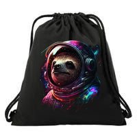 cute Sloth Astronaut in Space Suit Colorful Cosmos Drawstring Bag