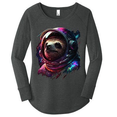 cute Sloth Astronaut in Space Suit Colorful Cosmos Women's Perfect Tri Tunic Long Sleeve Shirt