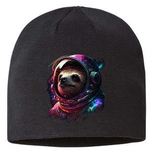 cute Sloth Astronaut in Space Suit Colorful Cosmos Sustainable Beanie