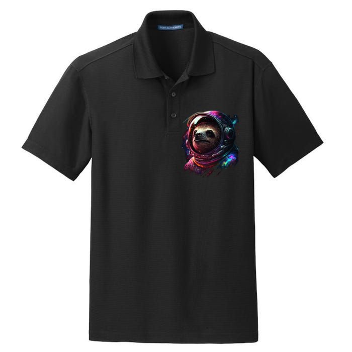 cute Sloth Astronaut in Space Suit Colorful Cosmos Dry Zone Grid Polo