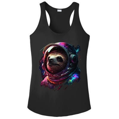 cute Sloth Astronaut in Space Suit Colorful Cosmos Ladies PosiCharge Competitor Racerback Tank