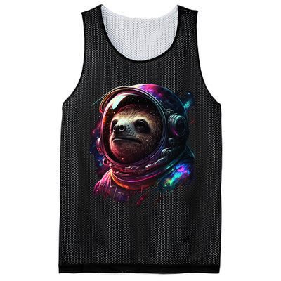 cute Sloth Astronaut in Space Suit Colorful Cosmos Mesh Reversible Basketball Jersey Tank