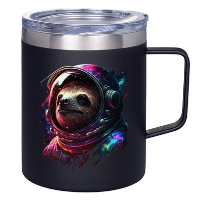 cute Sloth Astronaut in Space Suit Colorful Cosmos 12oz Stainless Steel Coffee Mug