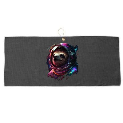 cute Sloth Astronaut in Space Suit Colorful Cosmos Large Microfiber Waffle Golf Towel