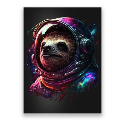 cute Sloth Astronaut in Space Suit Colorful Cosmos Poster