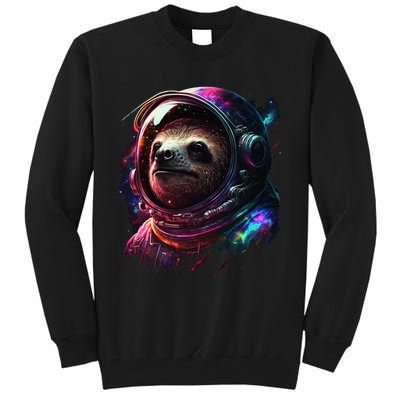 cute Sloth Astronaut in Space Suit Colorful Cosmos Tall Sweatshirt