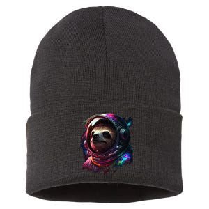 cute Sloth Astronaut in Space Suit Colorful Cosmos Sustainable Knit Beanie