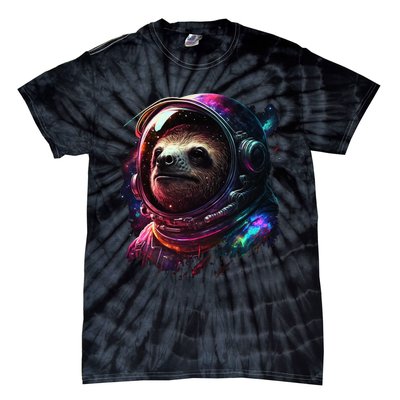 cute Sloth Astronaut in Space Suit Colorful Cosmos Tie-Dye T-Shirt