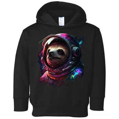 cute Sloth Astronaut in Space Suit Colorful Cosmos Toddler Hoodie