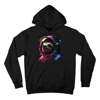 cute Sloth Astronaut in Space Suit Colorful Cosmos Tall Hoodie