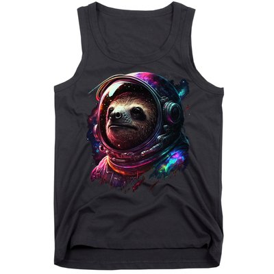 cute Sloth Astronaut in Space Suit Colorful Cosmos Tank Top