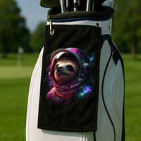cute Sloth Astronaut in Space Suit Colorful Cosmos Golf Towel