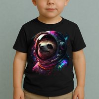 cute Sloth Astronaut in Space Suit Colorful Cosmos Toddler T-Shirt