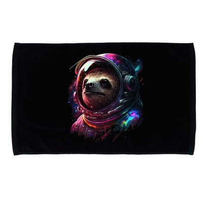 cute Sloth Astronaut in Space Suit Colorful Cosmos Microfiber Hand Towel