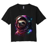 cute Sloth Astronaut in Space Suit Colorful Cosmos Crop Top