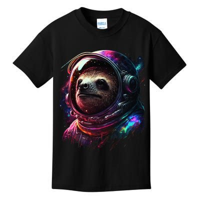 cute Sloth Astronaut in Space Suit Colorful Cosmos Kids T-Shirt