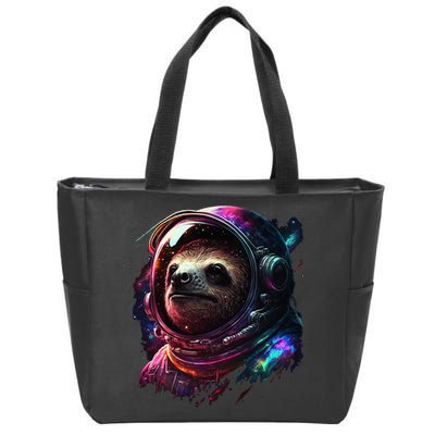 cute Sloth Astronaut in Space Suit Colorful Cosmos Zip Tote Bag