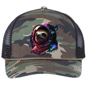 cute Sloth Astronaut in Space Suit Colorful Cosmos Retro Rope Trucker Hat Cap