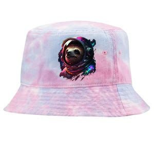 cute Sloth Astronaut in Space Suit Colorful Cosmos Tie-Dyed Bucket Hat