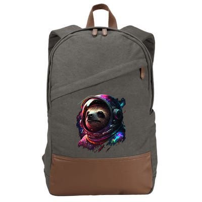 cute Sloth Astronaut in Space Suit Colorful Cosmos Cotton Canvas Backpack