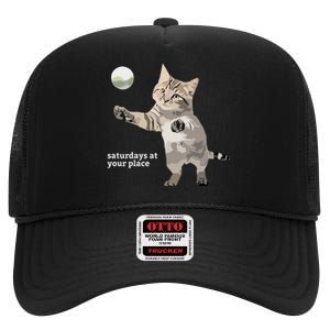 Cat Saturday At Your Place High Crown Mesh Back Trucker Hat