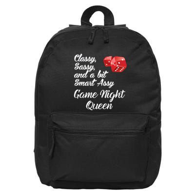 Classy Sassy And A Bit Smart Assy Game Night Queen Funny 16 in Basic Backpack