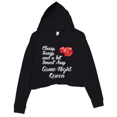 Classy Sassy And A Bit Smart Assy Game Night Queen Funny Crop Fleece Hoodie