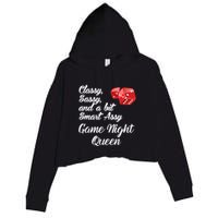 Classy Sassy And A Bit Smart Assy Game Night Queen Funny Crop Fleece Hoodie