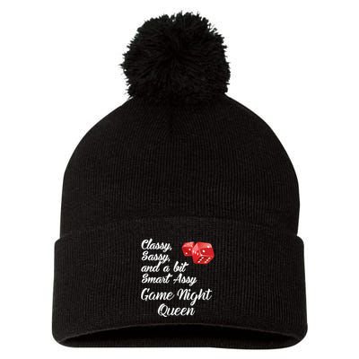 Classy Sassy And A Bit Smart Assy Game Night Queen Funny Pom Pom 12in Knit Beanie