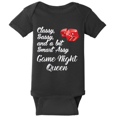 Classy Sassy And A Bit Smart Assy Game Night Queen Funny Baby Bodysuit
