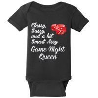 Classy Sassy And A Bit Smart Assy Game Night Queen Funny Baby Bodysuit