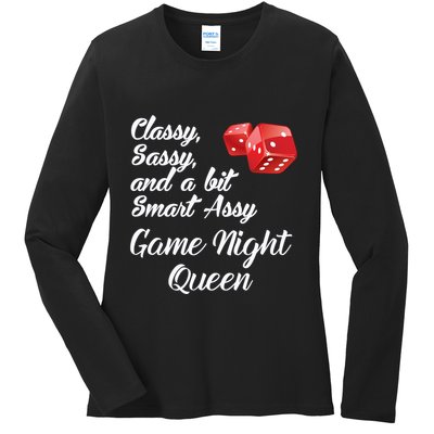 Classy Sassy And A Bit Smart Assy Game Night Queen Funny Ladies Long Sleeve Shirt