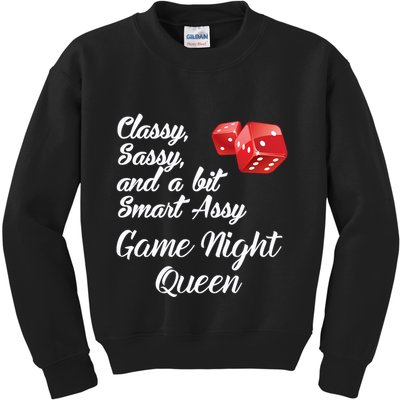 Classy Sassy And A Bit Smart Assy Game Night Queen Funny Kids Sweatshirt