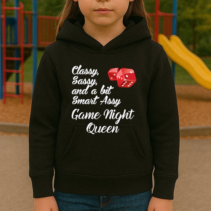 Classy Sassy And A Bit Smart Assy Game Night Queen Funny Kids Hoodie